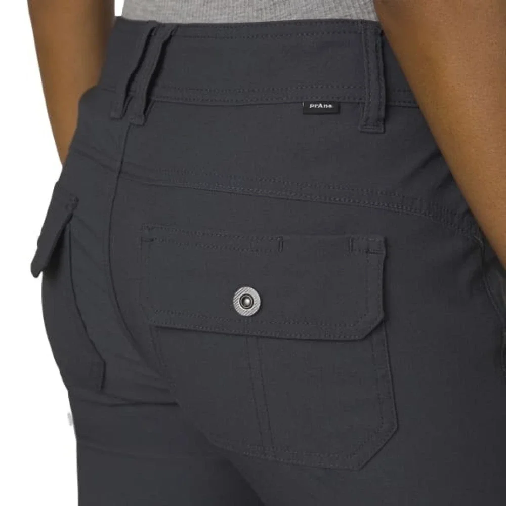 Prana Womens 2 Halle II Roll-Tab Capri Bermuda Shorts Grey Hiking Outdoor ReZion
